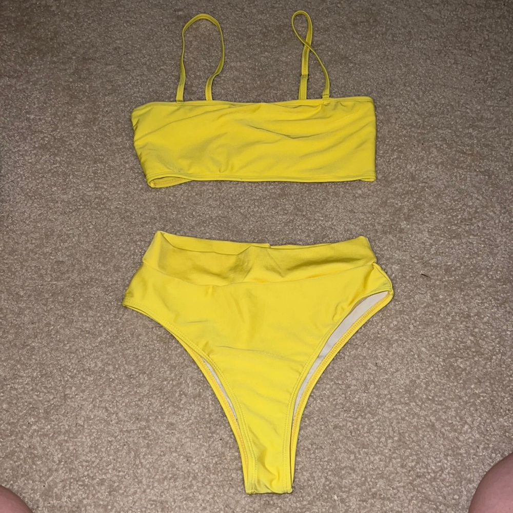 yellow highwaited bikini set from amazon